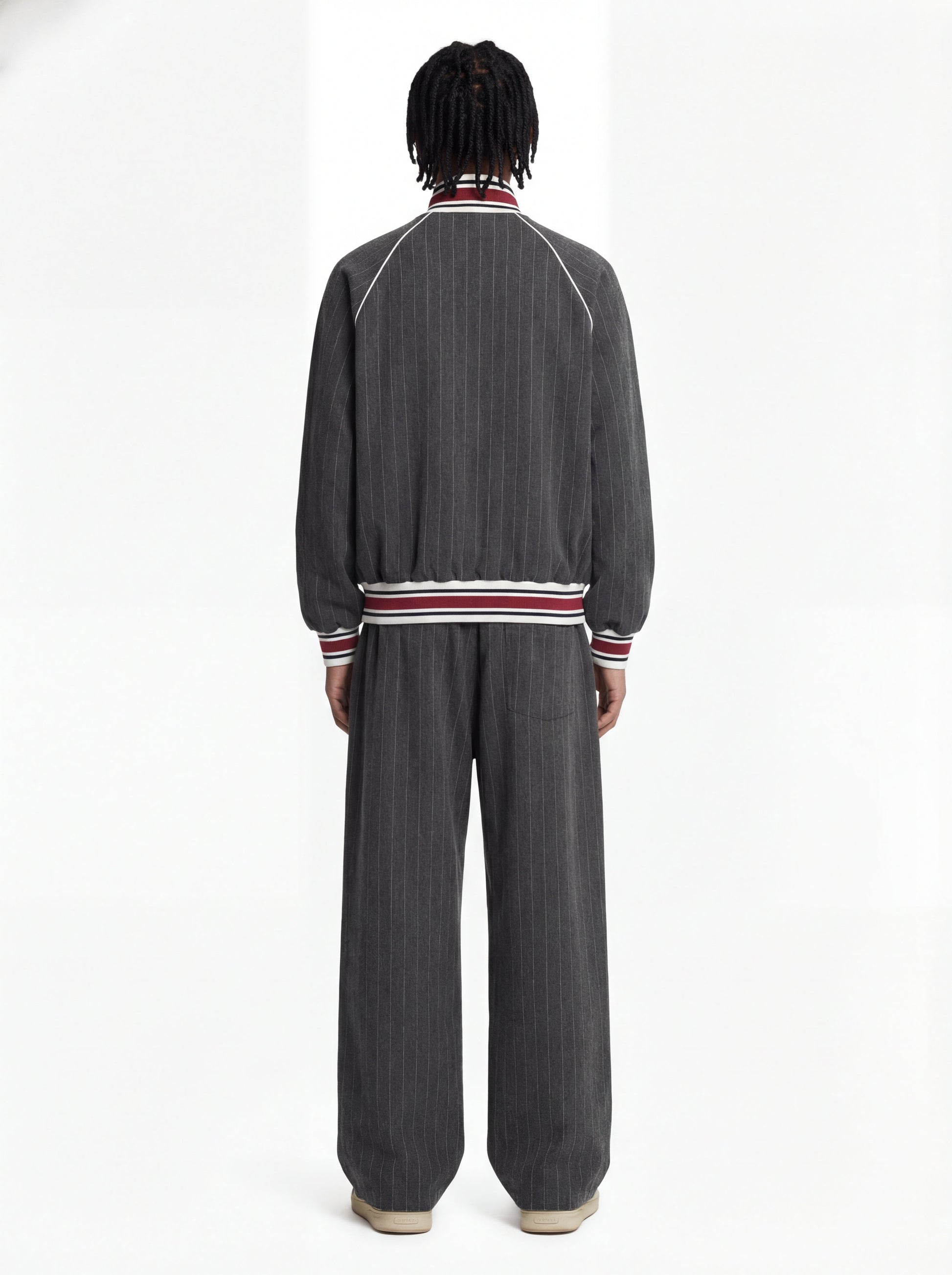 Pinstripe Vertical Embroidery Track Jacket 