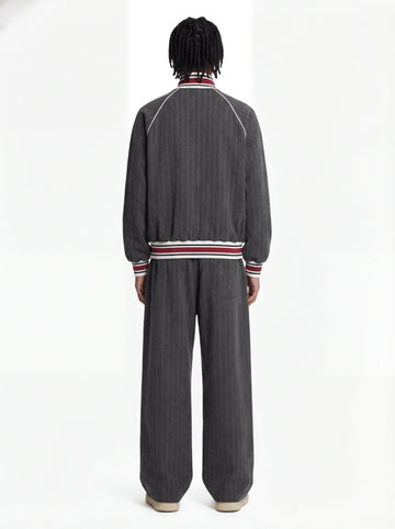 Pinstripe Vertical Embroidery Track Jacket 