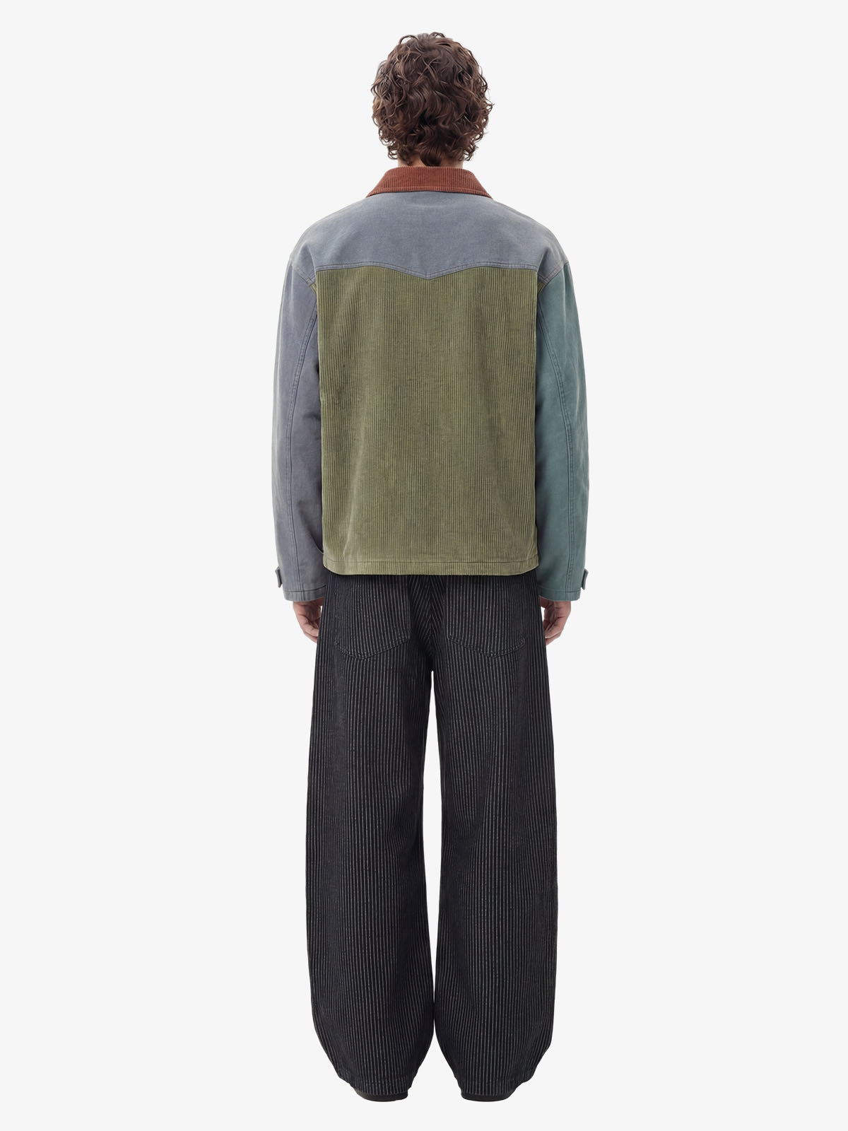 Vintage Pinstripe Pleated Wide-Leg Barrel Pants 