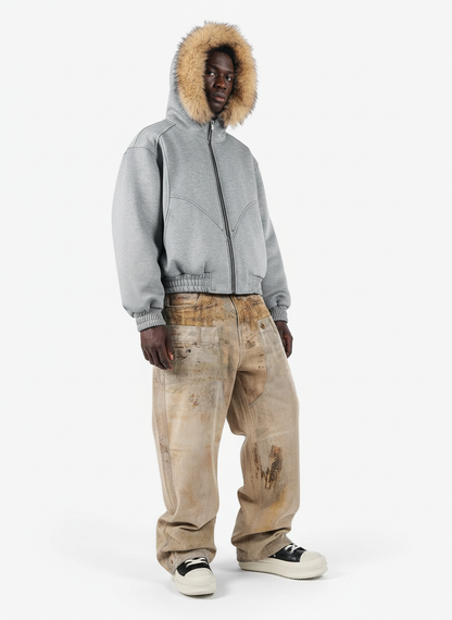 Vintage High Street Mud-Dyed Distressed Baggy Jeans 