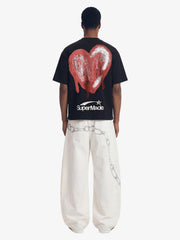 Skeleton & Melted Heart Graphic Waffle Knit T-Shirt 