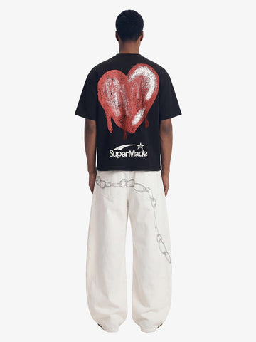 Skeleton & Melted Heart Graphic Waffle Knit T-Shirt 