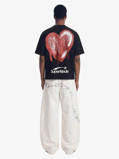 Skeleton & Melted Heart Graphic Waffle Knit T-Shirt 