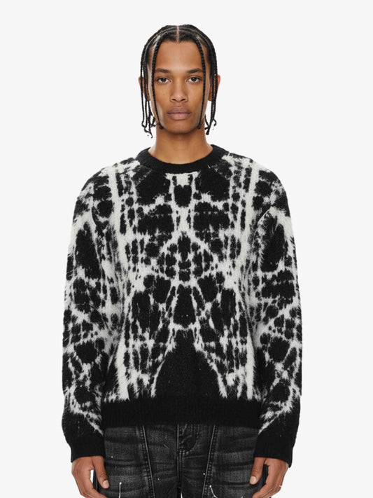 Abstract Ink Print Knit Sweater