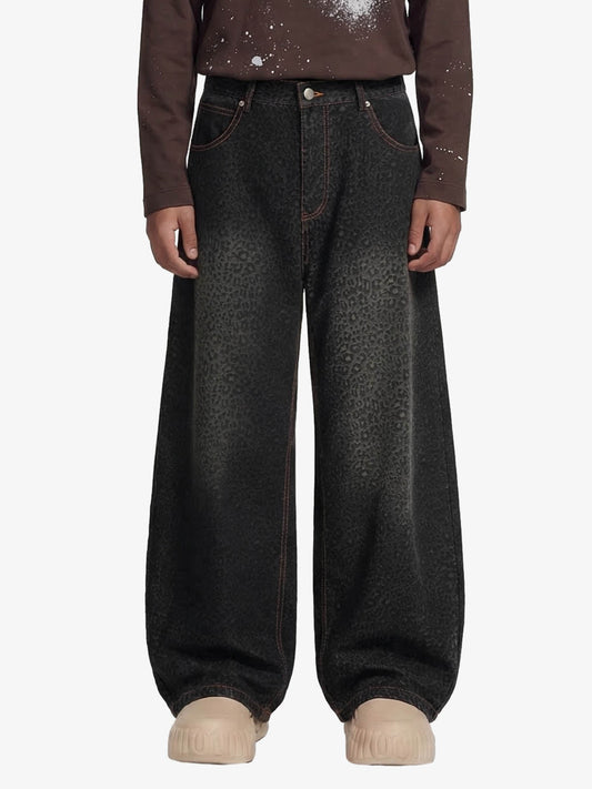 Denim Street Leopard Print Barrel Jeans - 2458 