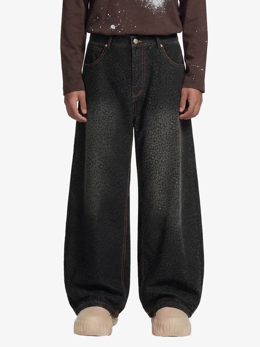 Denim Street Leopard Print Barrel Jeans - 2458 