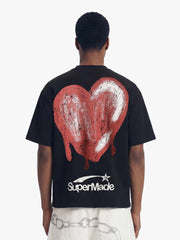 Skeleton & Melted Heart Graphic Waffle Knit T-Shirt 
