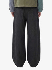 Vintage Pinstripe Pleated Wide-Leg Barrel Pants 