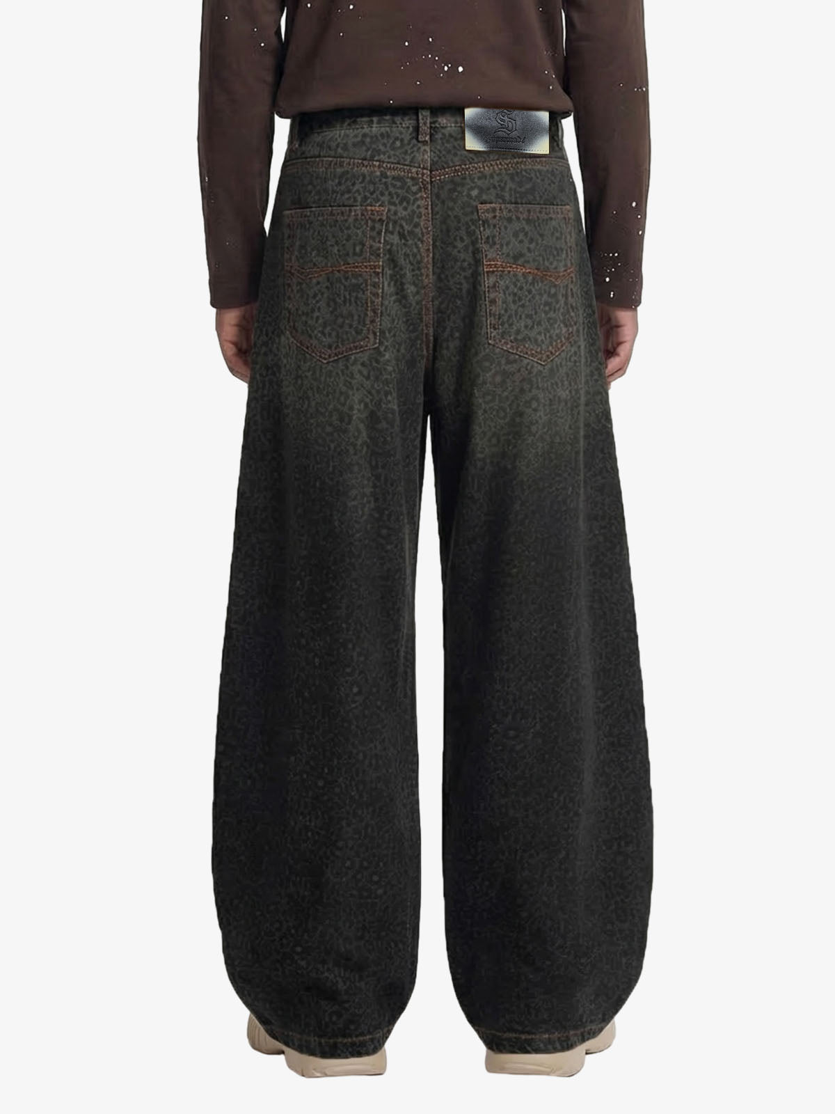 Denim Street Leopard Print Barrel Jeans - 2458 