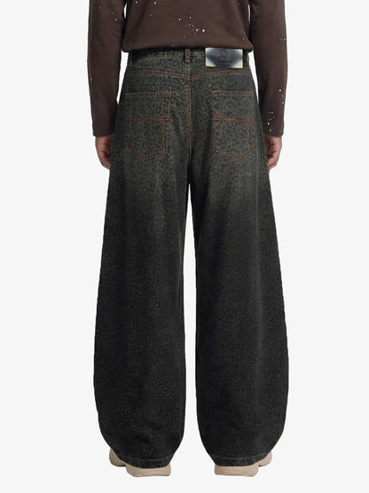 Denim Street Leopard Print Barrel Jeans - 2458 
