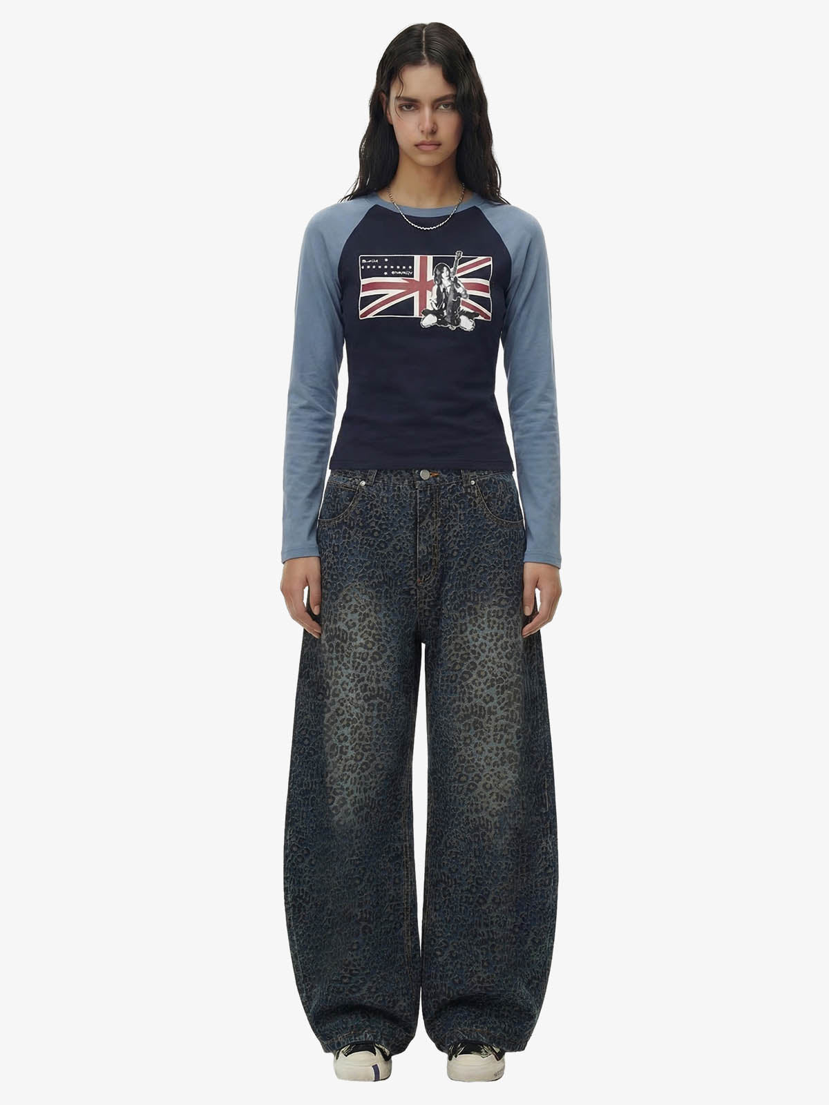 Denim Street Leopard Print Barrel Jeans - 2458 