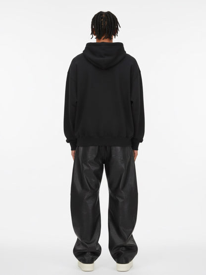 Vintage Pleated PU Leather Barrel Pants 