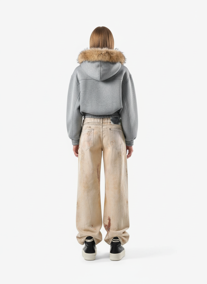 Vintage High Street Mud-Dyed Distressed Baggy Jeans 