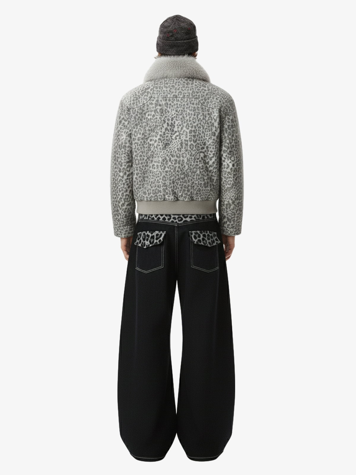 Vintage Leopard Print Waistband Patch Baggy Jeans 