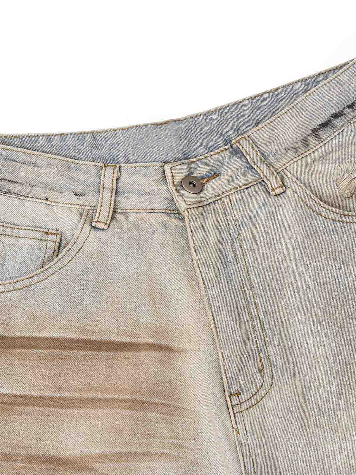 Thesupermade Washed Mud-Dye Straight Jeans 