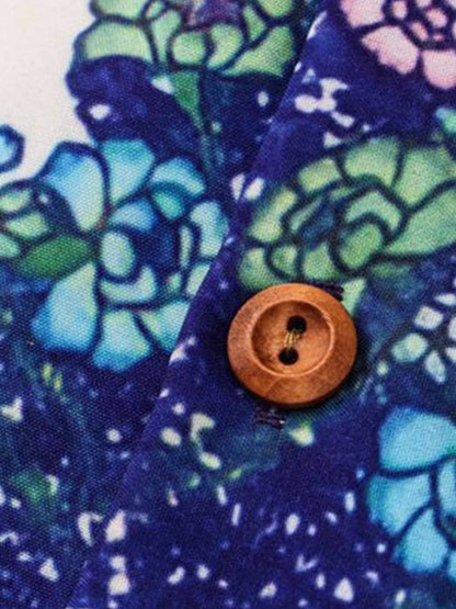 French Tulip Tile Camp Collar Boxy Shirt 