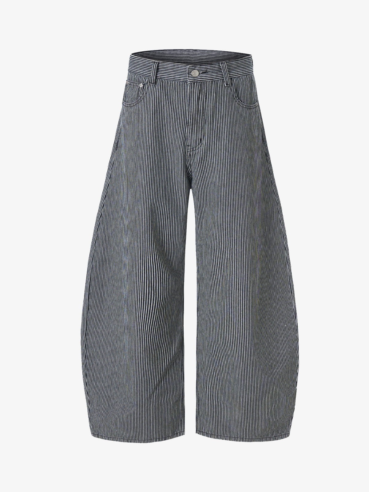 Retro Striped Colorblock Barrel Jeans 