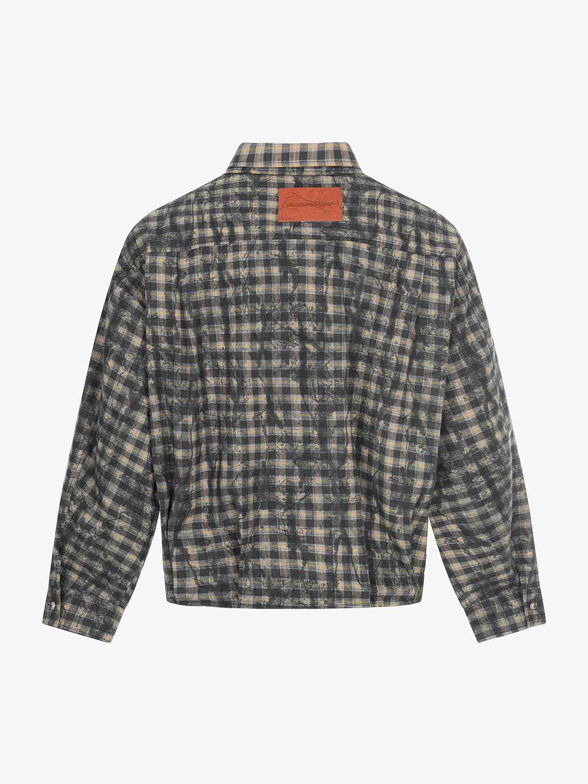 Vintage Washed Plaid Cropped Shirt Jacket