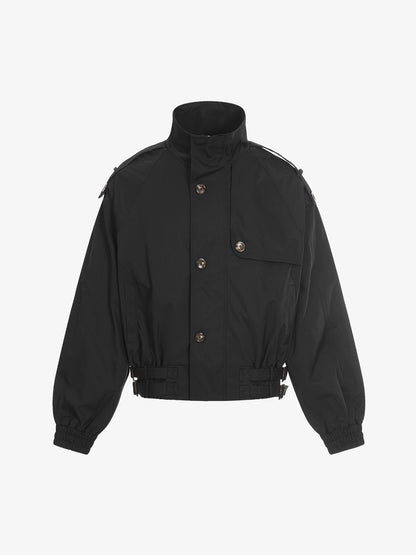 High Neck Belted Utility Cropped Jacket