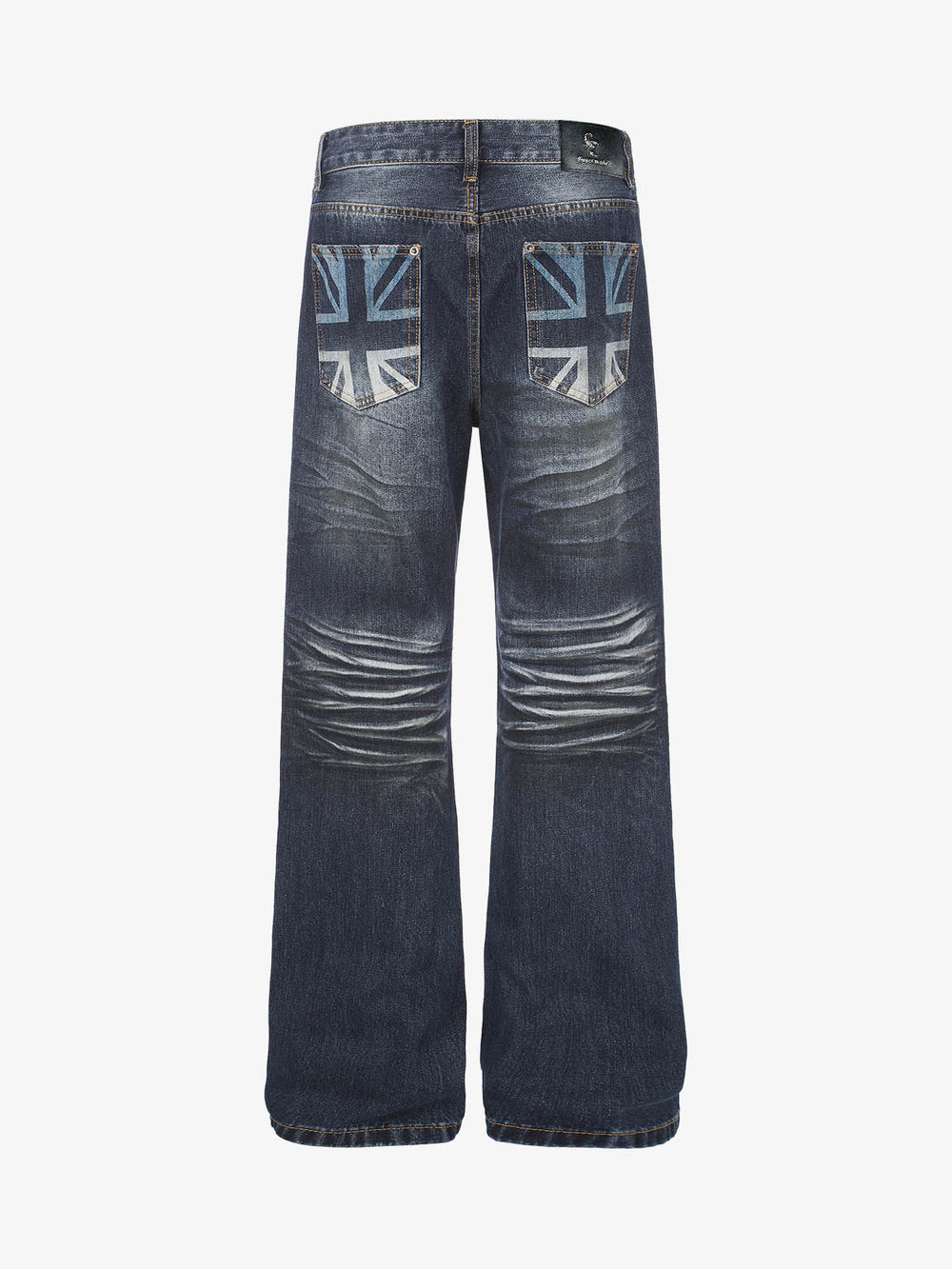 Distressed Whiskered Rivet Jeans