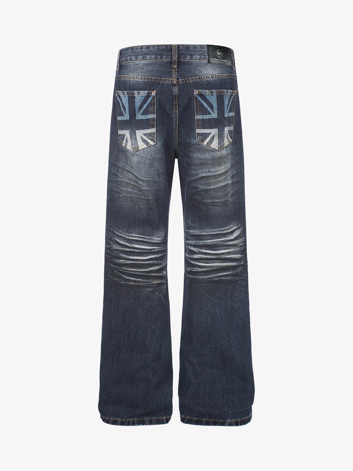 Distressed Whiskered Rivet Jeans