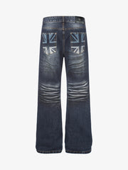 Distressed Whiskered Rivet Jeans