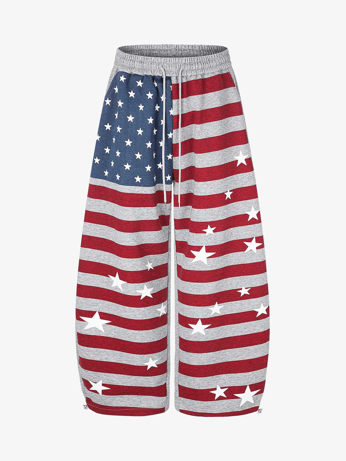 Flag Graphic Baggy Barrel Sweatpants