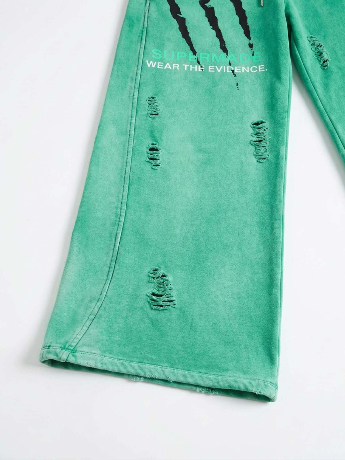Claw Scratch Distressed Wide-Leg Baggy Sweatpants