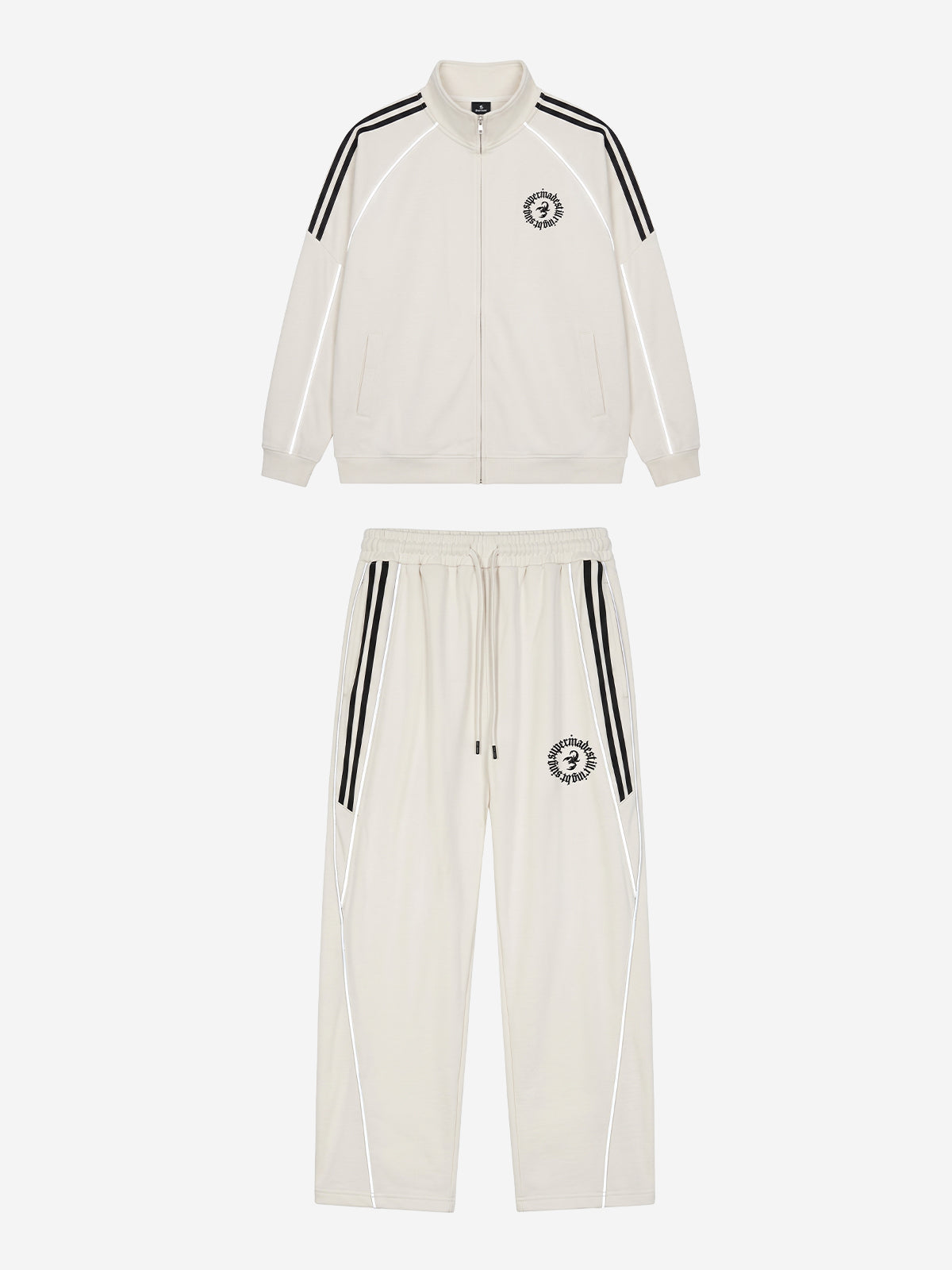 Reflective Stripe Logo Embroidered Tracksuit