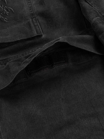 Scorpion-Embossed Multi-Pocket Distressed Cargo Jeans