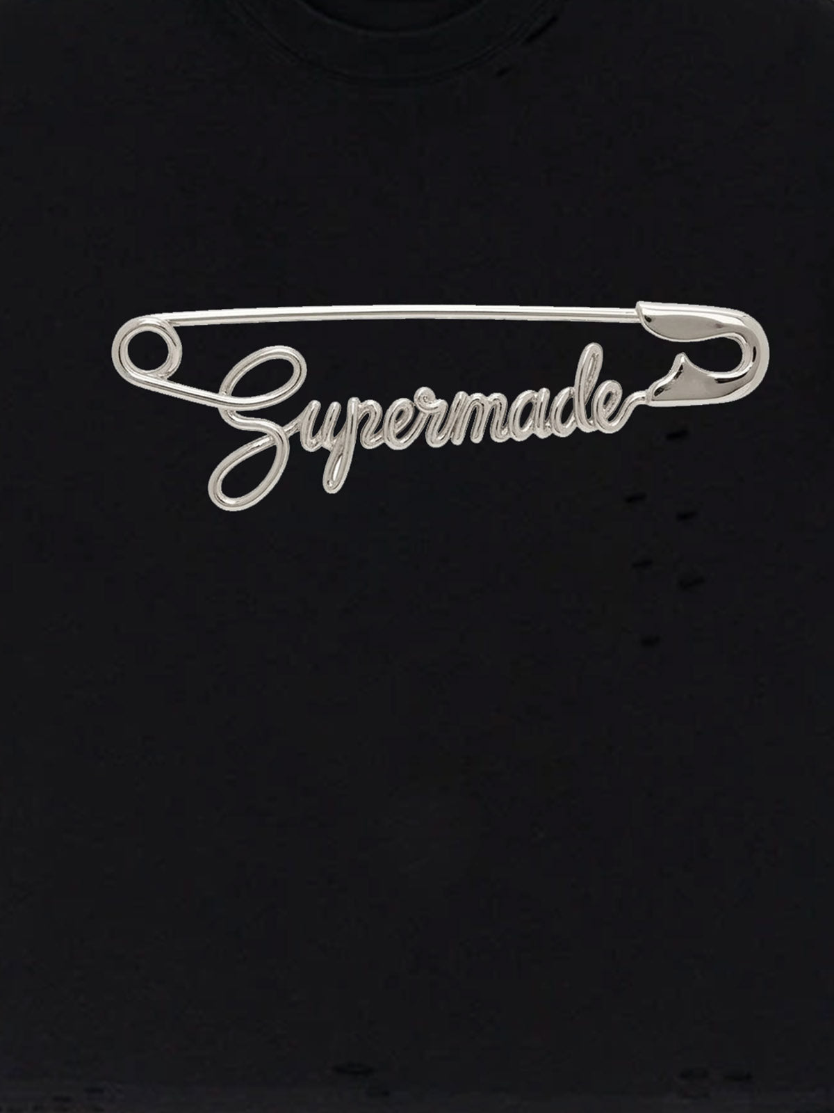 Distressed Safety Pin Cropped T-Shirt 