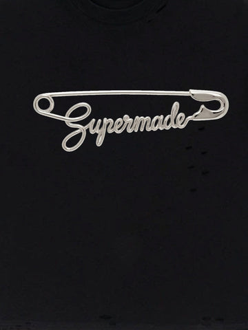 Distressed Safety Pin Cropped T-Shirt 