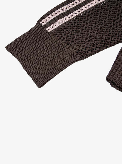 Street-style Openwork Mesh Knit Sweater