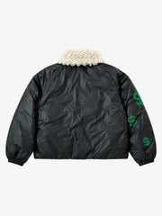 Dollar Graphic Faux-Shearling Collar Padded Jacket