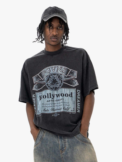 Vintage-Inspired Graphic Washed T-Shirt 