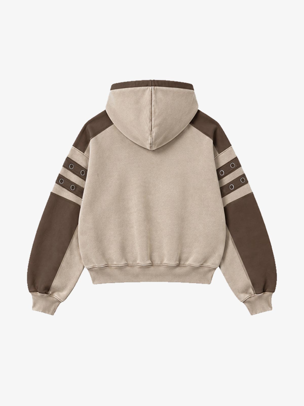 Contrast Panel Graphic Zip-Up Hoodie & Wide-Leg Sweatpants Set