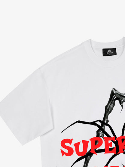 Distressed Sleeveless Crop Top with Barbed Wire Graphic and Chain Design 