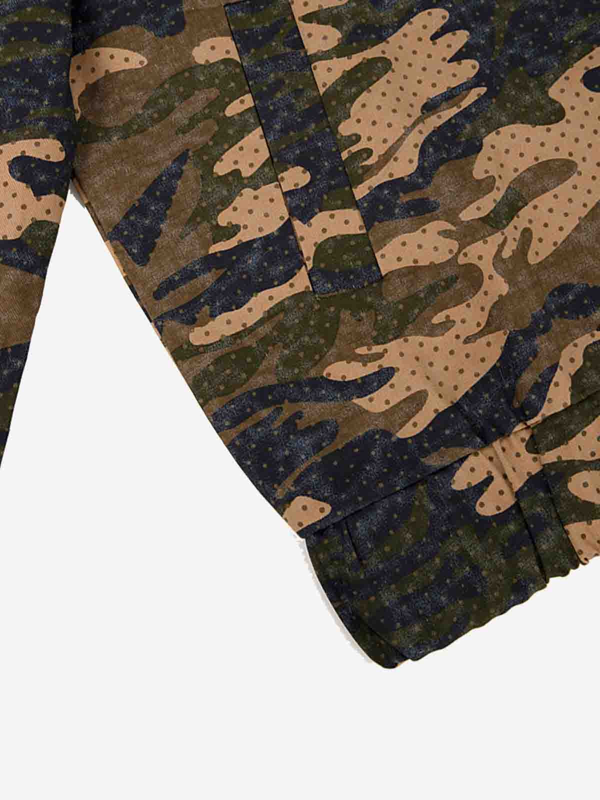 Camo Flag Badge Embroidered Stand-Collar Jacket