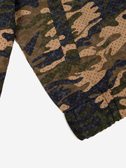 Camo Flag Badge Embroidered Stand-Collar Jacket