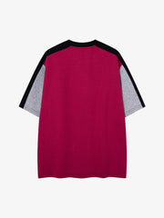 Embroidered Patchwork Collar Graphic Tee