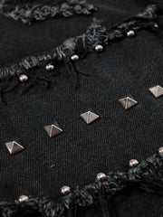 Studded Distressed Flared Jeans