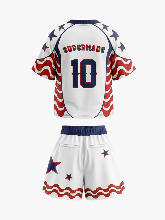 American-Style Star and Flag Stripe Prints Custom Jersey Set
