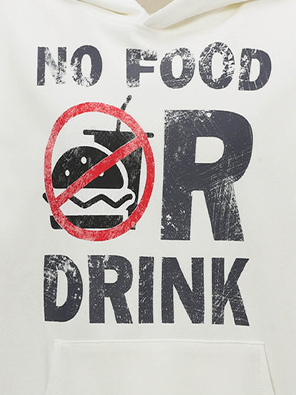 No Food or Drink Graphic Hoodie for Casual Wear 