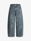 Retro Crackle-Washed Barrel Jeans 