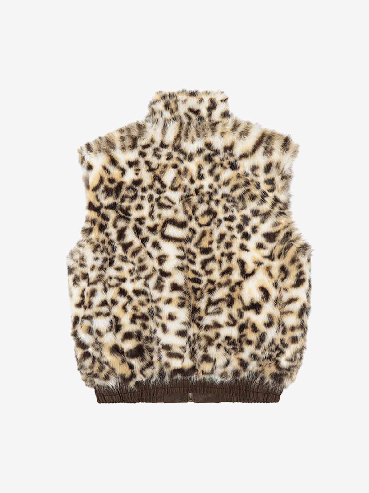 Stylish Sleeveless Vest with Leopard Trim for Men and Women - Perfect for Casual and Trendy Looks 