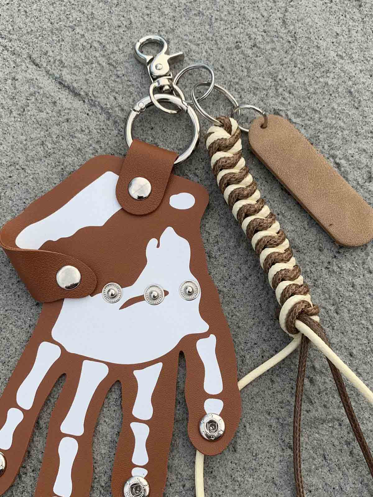 Punk Skull Hand Braided Keychain 