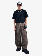 Leopard Tiger Curved-Leg Jeans 