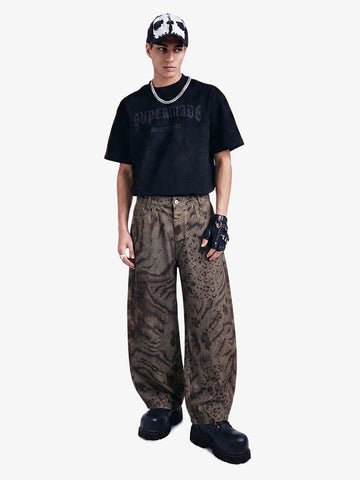 Leopard Tiger Curved-Leg Jeans