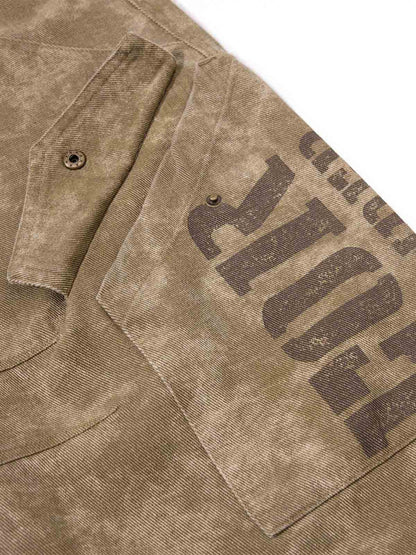 Washed Embroidered Multi-Pocket Baggy Cargo Pants