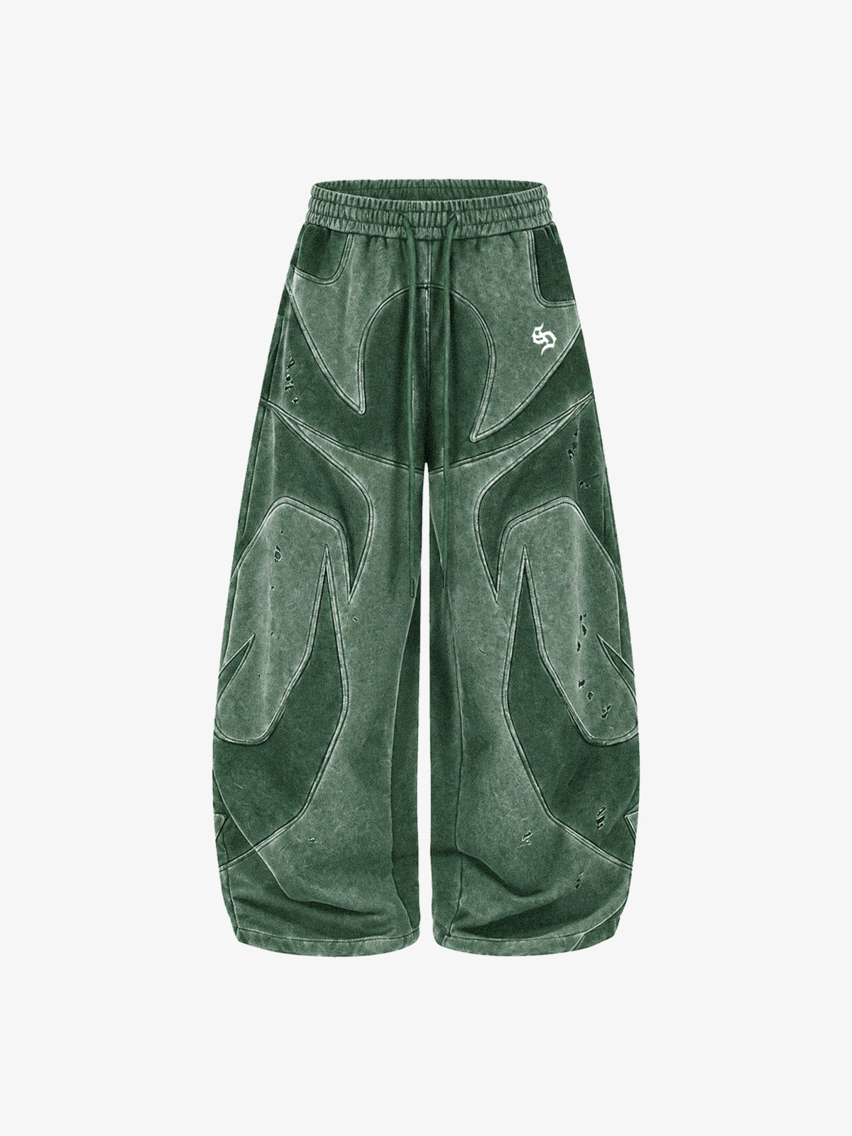 Washed Panelled High-Neck Zip Hoodie & Wide-Leg Sweatpants Set